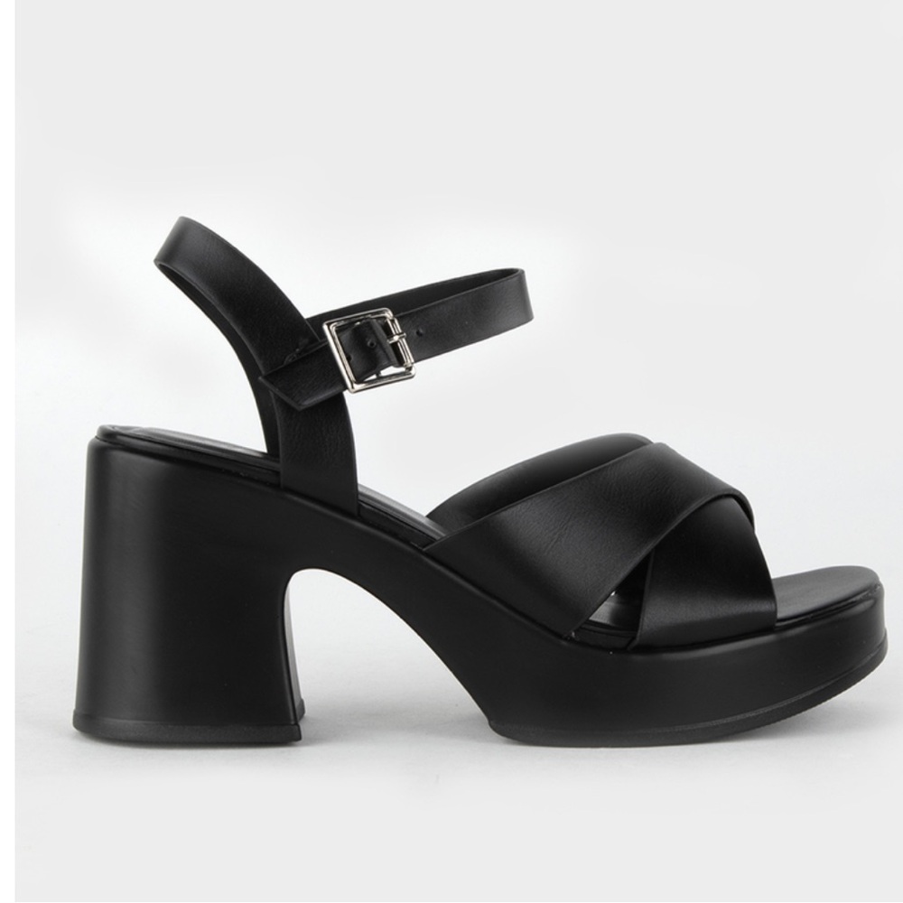 Soda Chunky Block Heel Platform Sandal, Black - image 4